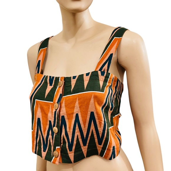 Veronica Beard NEW Tiffany Cropped Top Size L Multi Color Linen Cotton Blend - Picture 11 of 15